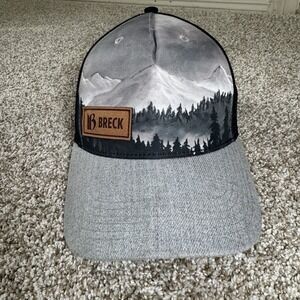 BRECK Black And Grey Snow Mountain Scenic Locale Trucker Mesh Snapback Hat